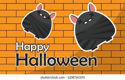 Happy Halloween day design background. Cute cartoon character. Halloween theme Vector holiday, can be used as a greeting card, poster, print or banner, bat Halloween. vector illustration.
