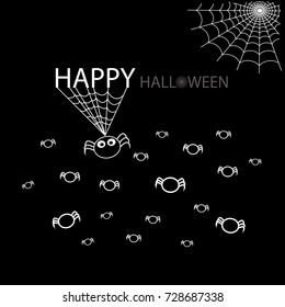 Happy Halloween day design background, Halloween theme Vector holiday black and white illustration can be used as a greeting card, poster, print or banner.