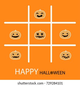 Happy Halloween day design background. Cute cartoon character. Halloween theme Vector holiday. Orange background illustration can be used as a greeting card, poster, print or banner.