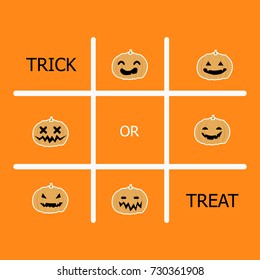 Happy Halloween day design background. Cute cartoon character. Halloween theme Vector holiday. Orange background illustration can be used as a greeting card, poster, print or banner.