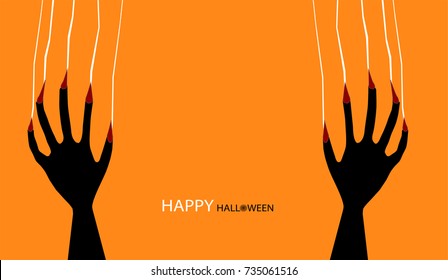 Happy Halloween day design background. scratching marks on wall from monster cartoon character. Vector holiday.