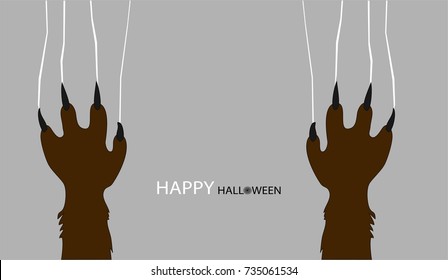 Happy Halloween day design background. scratching marks on wall from monster cartoon character. Vector holiday.