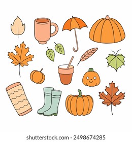 Happy Halloween day element background vector. Happy Halloween background, Vector. Big set of silhouettes of Halloween on a white background. Vector illustration.