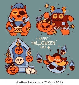 Happy halloween day elements. Vector illustration