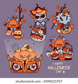 Happy halloween day elements. Vector illustration