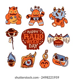 Happy halloween day elements. Vector illustration