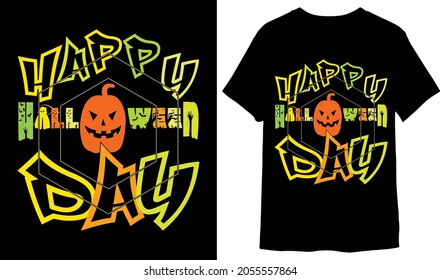 Happy Halloween day eye-catching stylist custom t-shirt design with typography, vector illustration, swatches color.
