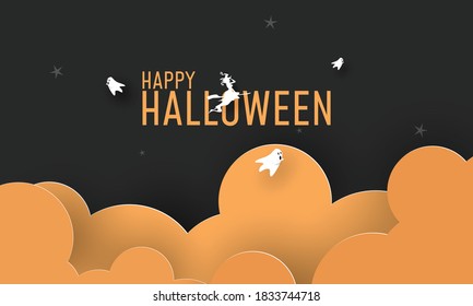 Happy Halloween day and happy ghost flying