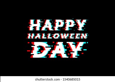 Happy halloween day glitch vector design.
