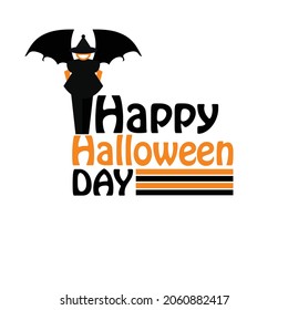 Happy Halloween Day greeting card design with text lettering on white background