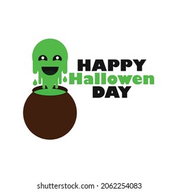 Happy Halloween Day greeting card design with text lettering on white background