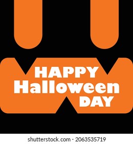 Happy Halloween Day greeting card design with text lettering on black background