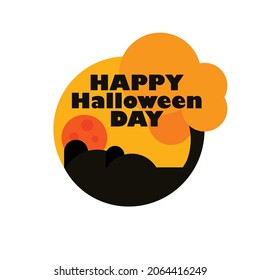 Happy Halloween Day greeting card design with text lettering on white background