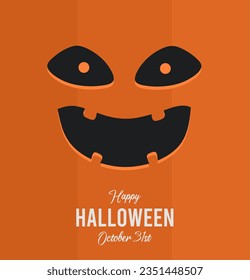 happy halloween day greeting on scary pumpkin face