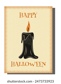 Happy Halloween day greting card for cartoon element Boho style. Cute collection of black candle icon. Doodle Adorable halloween festival vector elements for decoration, prints.