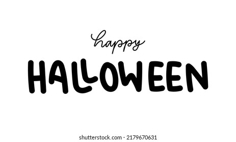 Happy Halloween Day hand written calligraphy in Halloween day isolated on white background , Flat Modern design , illustration Vector EPS 10