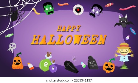 Happy Halloween Day hand written calligraphy in Halloween day isolated on  background , Flat Modern design , illustration Vector EPS 10