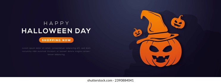 Happy Halloween Day Paper cut style Vector Design Illustration for Background, Poster, Banner, Advertising, Greeting Card
