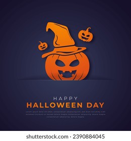 Happy Halloween Day Paper cut style Vector Design Illustration for Background, Poster, Banner, Advertising, Greeting Card
