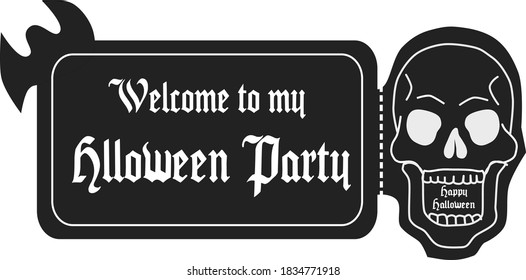 Happy Halloween Day Party Ticket Invitation Black and White