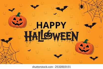 Happy Halloween day poster or banner vector template.