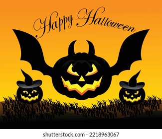 Happy halloween day poster vector graphic.