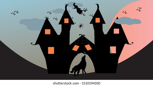 Happy Halloween day, a scary castle