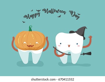  Happy Halloween Day ,teeth And Tooth Concept Of Dental