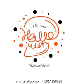 Happy halloween day text banner is Head skull isolated on white background. Vector illustration.