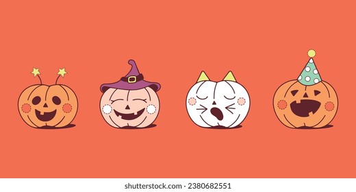 Happy Halloween day. Vector illustrations in modern flat style. Adorable halloween festival elements for decoration