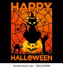 Happy Halloween Day vector t-shirt design that are perfect for coffee mug, poster, cards, pillow cover, sticker, Canvas design, and Musk design.
