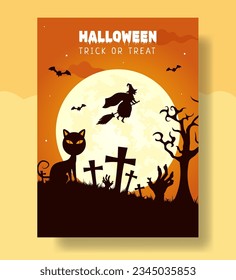Happy Halloween Day Vertical Poster Flat Cartoon Hand Drawn Templates Background Illustration