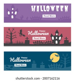 Happy Halloween Tag Web-Header Banner Template Design. Halloween-Tag mit Halloween-Dekorationen . Vektorgrafik.