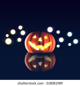 Happy Halloween day.pumpkin on dark and bokeh background