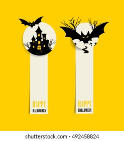 Happy Halloween design background and Cute note paper. Vector illustration.