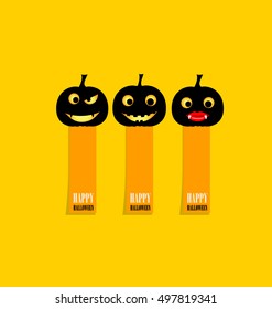 Feliz diseño de Halloween de fondo y papel de notas. Ilustración vectorial.