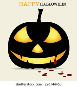 Happy Halloween design background with Halloween pumpkin. Vector illustration.