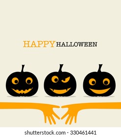 Fröhlicher Halloween-Designhintergrund mit Halloween-Kürbis. Vektorgrafik.