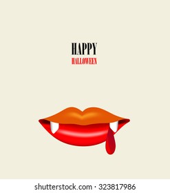 Feliz diseño de Halloween con boca de vampiro. Ilustración vectorial.