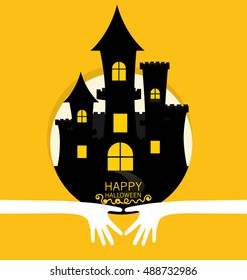 Fröhlicher Halloween-Designhintergrund. Vektorgrafik.