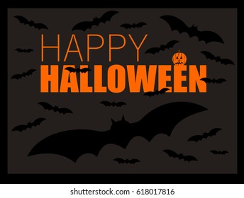 happy Halloween design with bats and jack o lantern