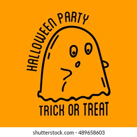 Happy Halloween design . Black badge and label with text inside. Holiday decoration emblem and sticker. Zombie party. Vector illustration.