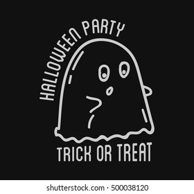 Happy Halloween design . Black badge and label with text inside. Holiday decoration emblem and sticker. Zombie party. Vector illustration.
