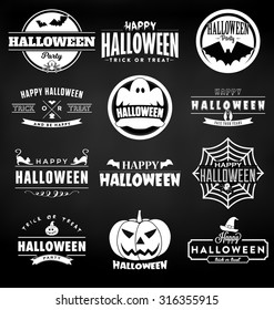 Happy Halloween Design Collection - A set of twelve vintage style Halloween Day designs on black background