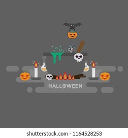 Happy Halloween design elements or greeting Cards set. vector illustration.