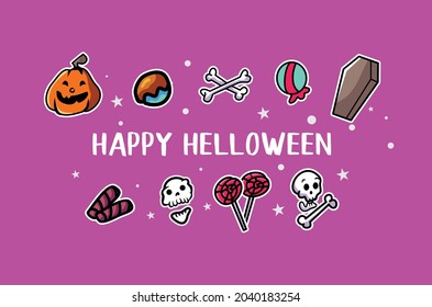 Feliz diseño de Halloween. Elementos de diseño, etiquetas, iconos y objetos de Halloween.
