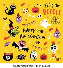 Happy Halloween design elements. Halloween design elements, logos, badges, labels, icons and objects.