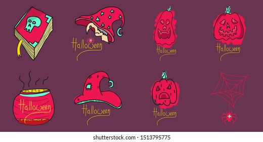 Happy Halloween design elements. Halloween design elements, logos, badges, labels, icons and objects.