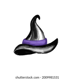 Happy Halloween design elements. Design elements, logos, badges, labels, icons and objects. Watercolor witch hat