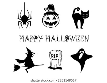 Happy Halloween design elements. Halloween design elements, logos, badges, labels, icons and objects collection.